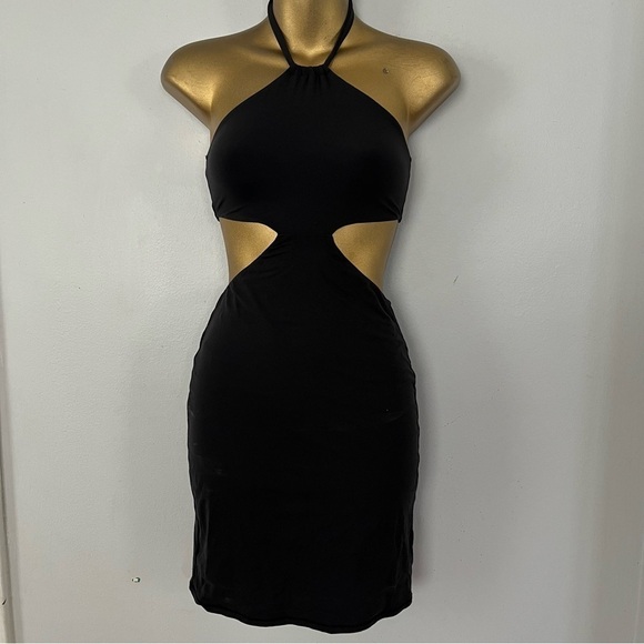 SKIMS Halter Cut-Out Mini Dress – Black – Size XS – Night Out Bodycon - Picture 3 of 5